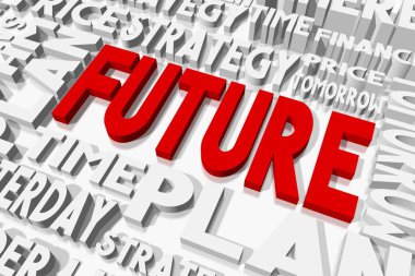 3D tipografik illüstrasyon - gelecek kavramı