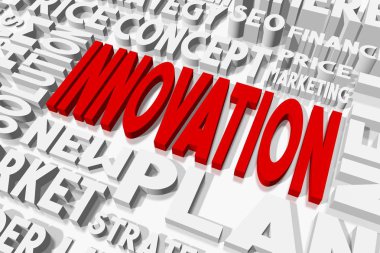 3D tipografik illüstrasyon - İnovasyon kavramı