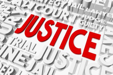 3D tipografik illüstrasyon - adalet kavramı