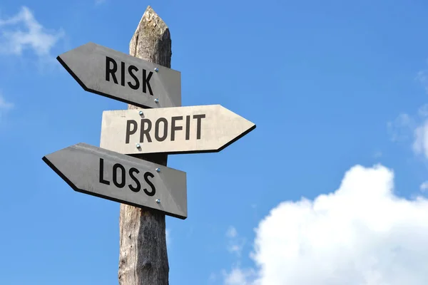 Risk Profit Loss Signpost — Stock Photo, Image