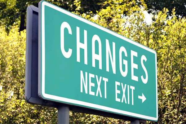 Förändringar Nästa Exit Tecken — Stockfoto