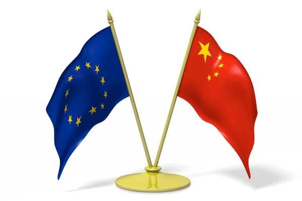 Bandeira União Europeia China — Fotografia de Stock