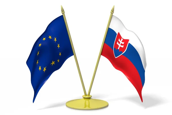 欧州連合およびスロバキアの旗 — ストック写真