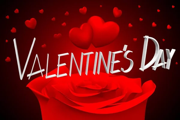 Illustration Hearts Roses Valentine Day — Stock Photo, Image