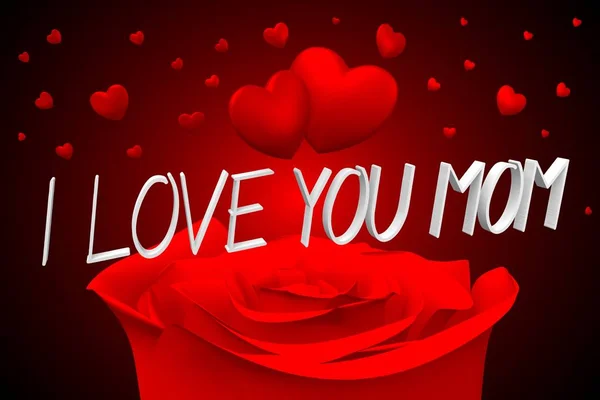 Ілюстрація Серцем Трояндами Мама Тата Люблю Тебе Мама — стокове фото