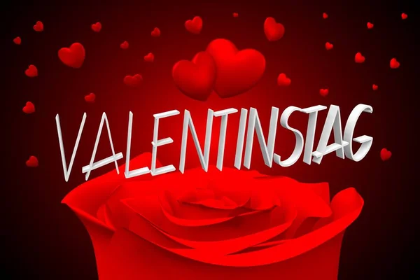 Ilustración Con Corazones Rosas Valentinstag Alemán San Valentín Inglés — Foto de Stock