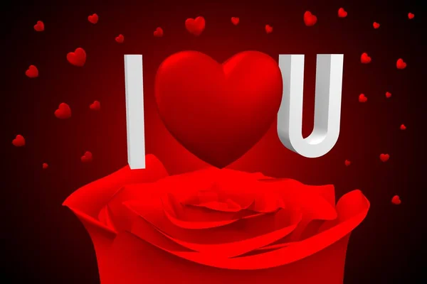 Ілюстрація Сердечками Трояндами Люблю Тебе — стокове фото