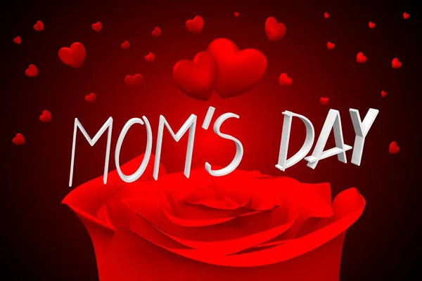 3D illustration with hearts and roses - Mom\'s Day