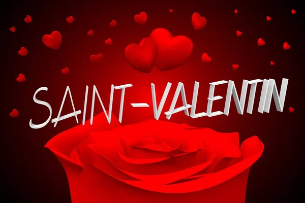 Иллюстрация Сердцами Розами Saint Valentin Французский Valentines Английский — стоковое фото