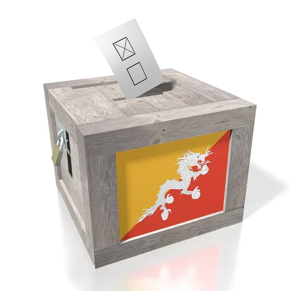 Выборы Голосование Концепция Woden Избирательный Ящик Национальный Флаг — стоковое фото
