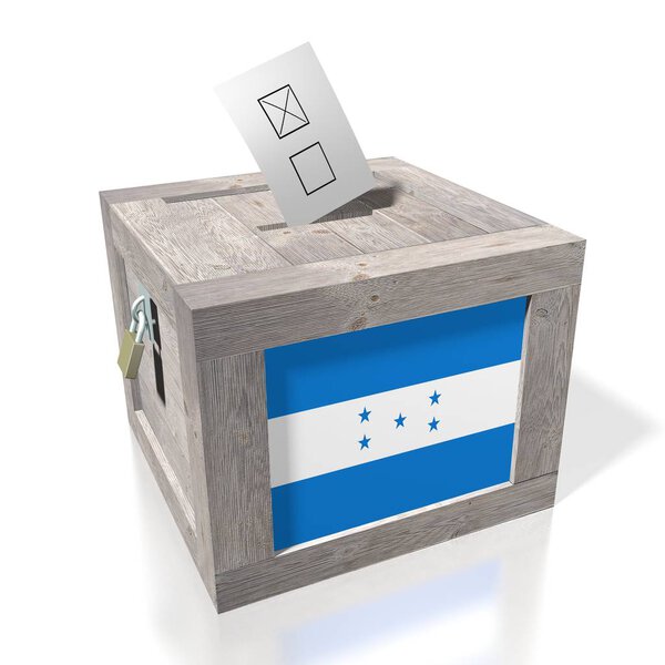 3D выборы / голосование концепция - woden избирательный ящик, национальный флаг
.
