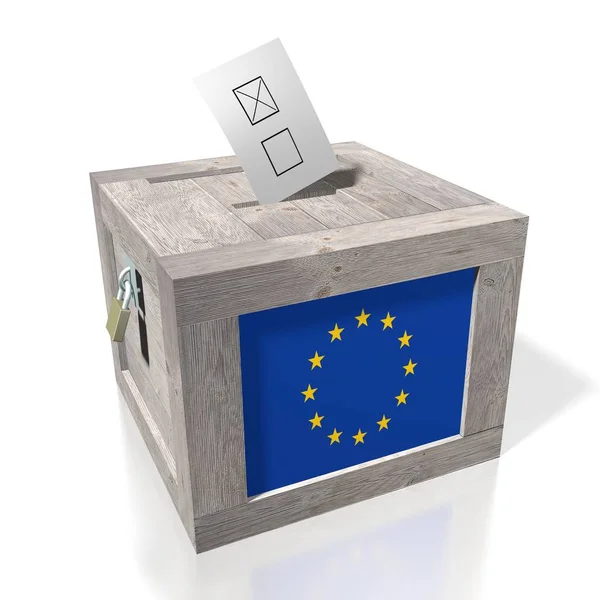 Concepto Elección Votación Urnas Tejidas Bandera Unión Europea — Foto de Stock