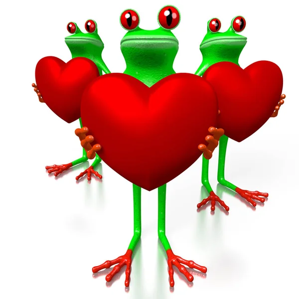Cartoon Kikkers Liefde Valentijnsdag Concept — Stockfoto