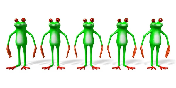 Cartoon Frogs White Background — Stock Photo, Image