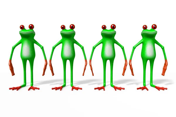 Cartoon Frogs White Background — Stock Photo, Image