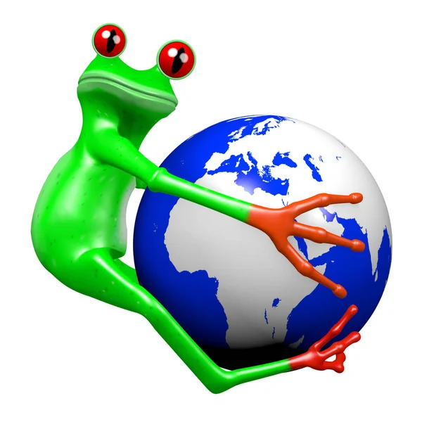 3D cartoon frog and an Earth - great for topics like environment, nature, ecology etc.