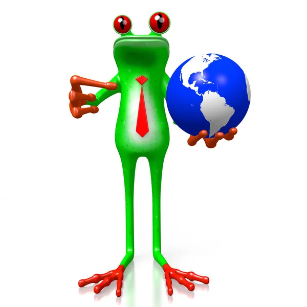 Cartoon Frog Earth Great Topics Environment Nature Ecology Etc — Stock Photo, Image