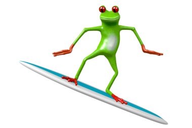 3D çizgi film kurbağa sörf - tatil gibi konular için büyük spor vb.