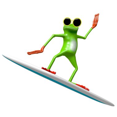 3D çizgi film kurbağa sörf - tatil gibi konular için büyük spor vb.
