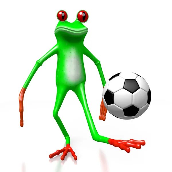 Sapo Desenho Animado Uma Bola Futebol Ótimo Para Tópicos Como — Fotografia de Stock