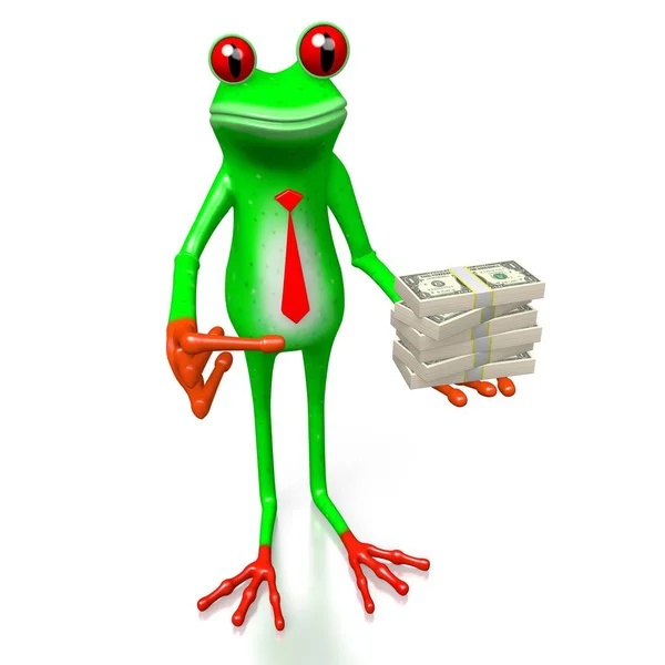 Cartoon Frog Dollars Great Tor Topics Money Finance Being Wealthy — Stock Photo, Image