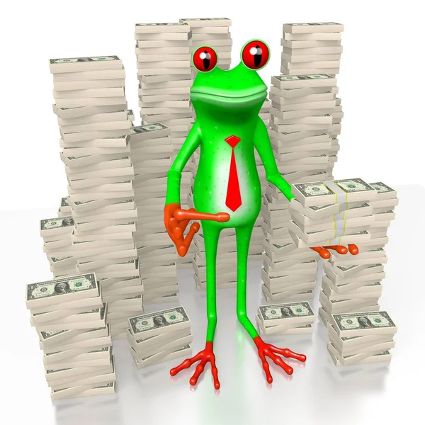 3D cartoon frog and us-dollars - great tor topics like money, finance, being wealthy etc.