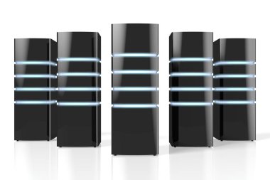 Led ışıklar - büyük datacenter gibi konular için / barındırma ile 3D modern siyah sunucular / depolama vb.
