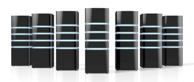 Led ışıklar - büyük datacenter gibi konular için / barındırma ile 3D modern siyah sunucular / depolama vb.
