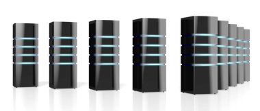 Led ışıklar - büyük datacenter gibi konular için / barındırma ile 3D modern siyah sunucular / depolama vb.