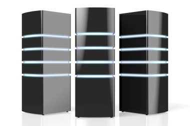 Led ışıklar - büyük datacenter gibi konular için / barındırma ile 3D modern siyah sunucular / depolama vb.