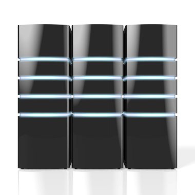 Led ışıklar - büyük datacenter gibi konular için / barındırma ile 3D modern siyah sunucular / depolama vb.