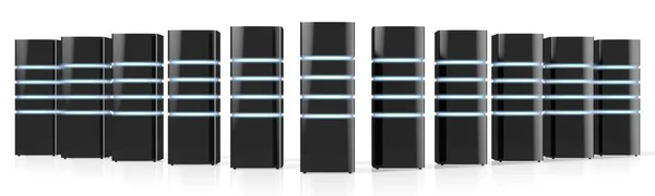 Server Neri Moderni Con Luci Led Ottimo Argomenti Come Datacenter — Foto Stock