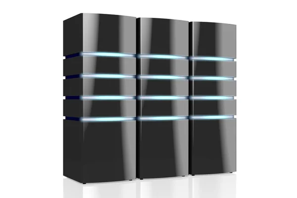 Moderne Zwarte Servers Met Led Verlichting Groot Voor Onderwerpen Als — Stockfoto