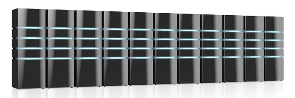 Modern Black Servers Led Lights Great Topics Datacenter Hosting Storage — Stock Photo, Image