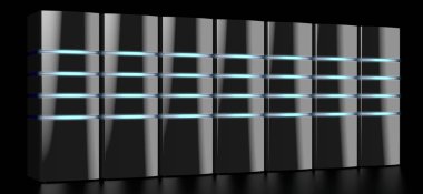 Led ışıklar - büyük datacenter gibi konular için / barındırma ile 3D modern siyah sunucular / depolama vb.