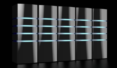 Led ışıklar - büyük datacenter gibi konular için / barındırma ile 3D modern siyah sunucular / depolama vb.