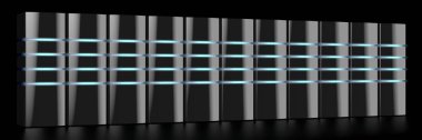 Led ışıklar - büyük datacenter gibi konular için / barındırma ile 3D modern siyah sunucular / depolama vb.