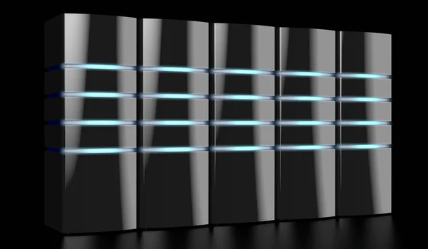 Moderne Schwarze Server Mit Led Lampen Ideal Für Themen Wie — Stockfoto