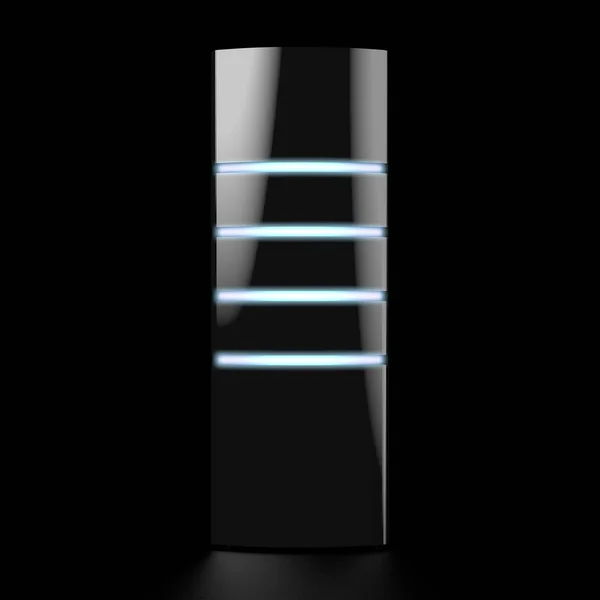 Современный Черный Сервер Светодиодными Лампами Отлично Подходит Таких Дата Центр — стоковое фото