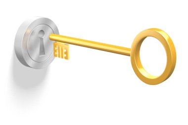 3D anahtar / kilit / çözüm kavramı