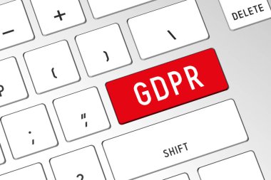 Gdpr - genel veri koruma yönetmeliği - 3d bilgisayar klavye