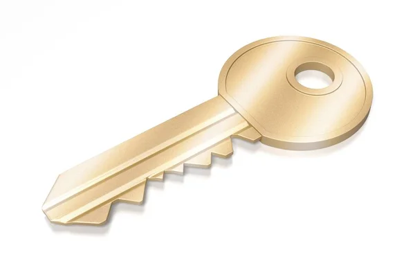 Goldener Schlüssel Auf Weißem Hintergrund — Stockfoto