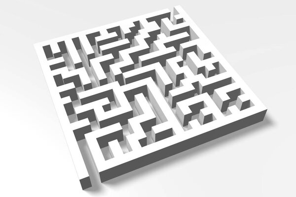 3D labyrinth illustration - way out concept