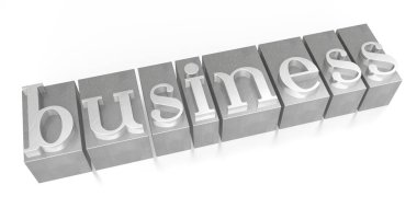 İş - Tipo - tipografik kavramı, beyaz arka plan.