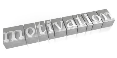 Motivasyon - Tipo - tipografik kavramı, beyaz arka plan.
