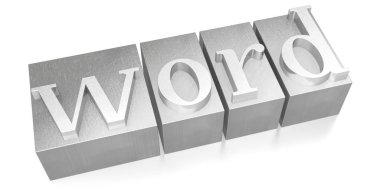 Word - Tipo - tipografik kavramı, beyaz arka plan.