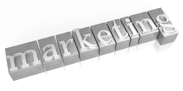 Marketing Boekdruk Typografische Concept Witte Achtergrond — Stockfoto