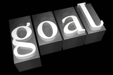 Hedef - Tipo - tipografik kavramı, siyah arka plan.