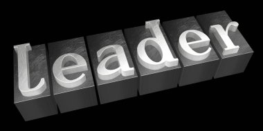 Lider kavramı - tipografik kavramı, siyah arka plan.