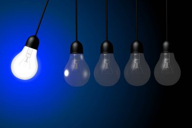 3D bir ampul parlayan - fikir kavramı